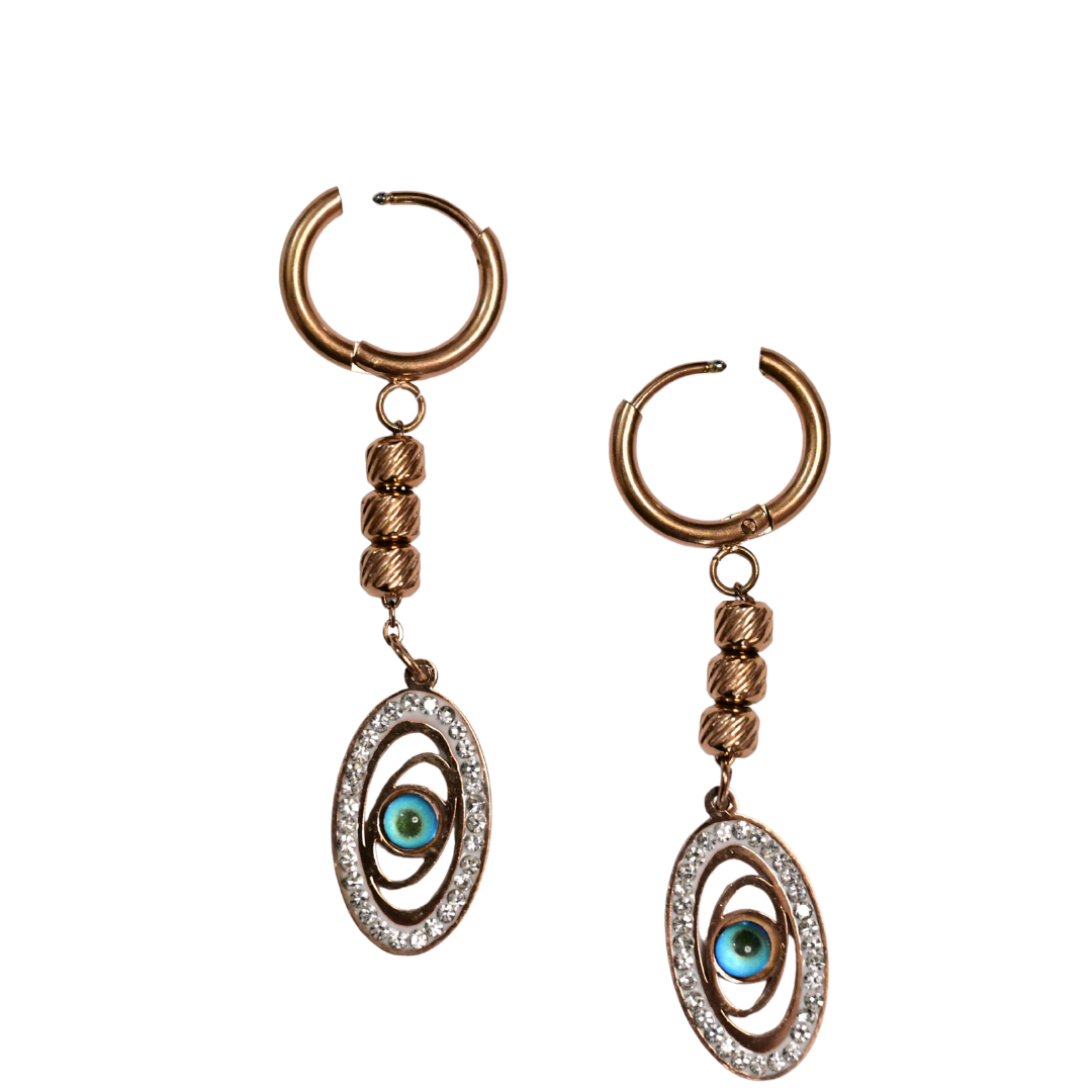 Evil Eye Dangle Hoop Earrings