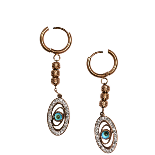 Evil Eye Dangle Hoop Earrings